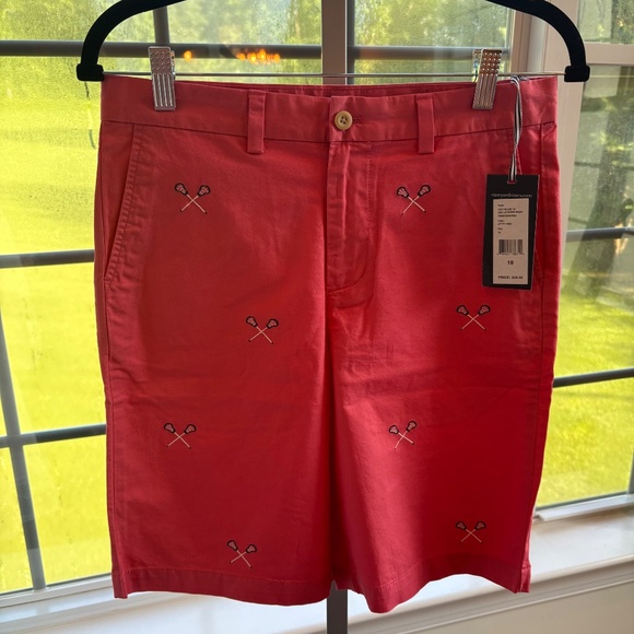 Vineyard Vines Lacrosse Short Embroidered Jetty Red‎ Kids 18 preppy Bermuda New - Picture 1 of 9